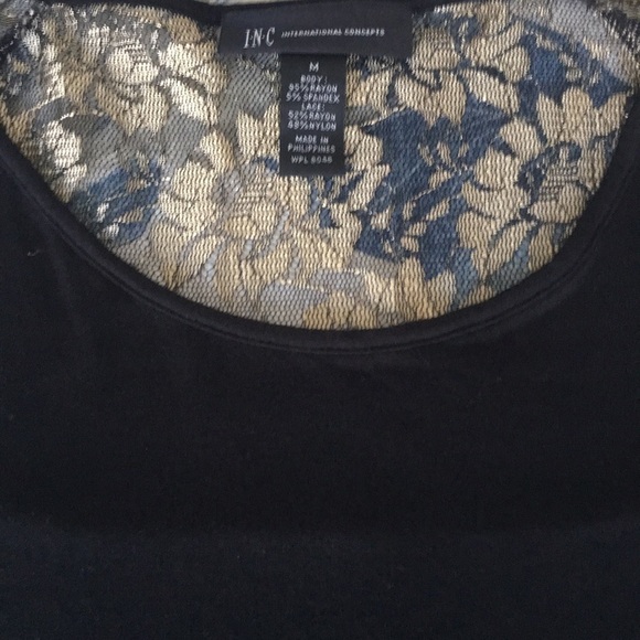 INC black top with gold and black lace - Picture 7 of 8